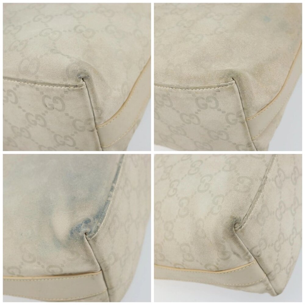 GUCCI GG Canvas Shoulder Bag Suede White Silver 000 0602 Auth am10075 - Picture 15 of 16